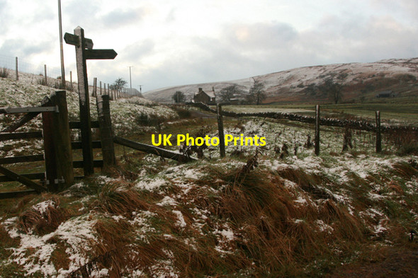 Photo 6"x4" Signpost to Stagsike with Tortie Hill beyond Tindale c2009