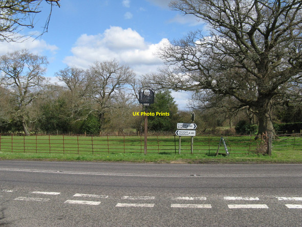 Photo 6"x4" Monks Gate village sign at the junction of the A281 and Nuthurst Road Monk's Gate c2010