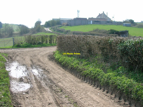 Photo 6"x4" Farm and tower seen from the Byway Barrow Vale\/ST6460 c2010
