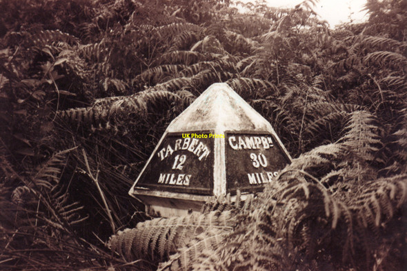 Photo 6"x4" Milestone distance marker Claonaig c1997