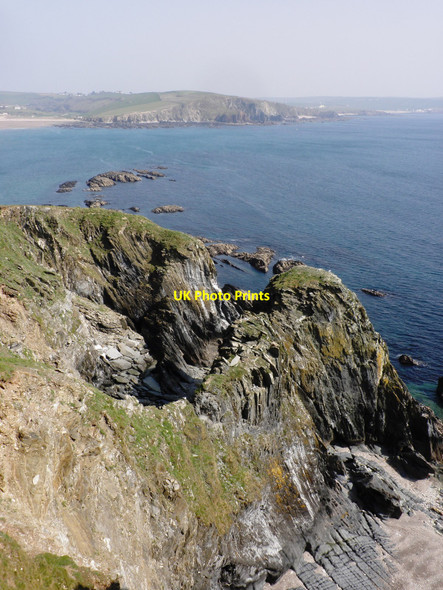 Photo 6"x4" Rugged cliffs, on Burgh Island Bigbury-on-Sea c2010