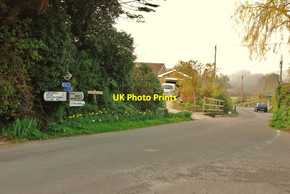 Photo 6"x4" Long Bredy: T junction and sign post Long Bredy c2010