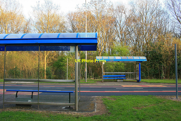 Photo 6"x4" Bus stops on Ordnance Avenue Gorse Covert\/SJ6692 c2010