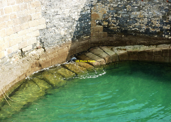 Photo 6"x4" Worn steps and green water, Charlestown harbour St Austell c2010