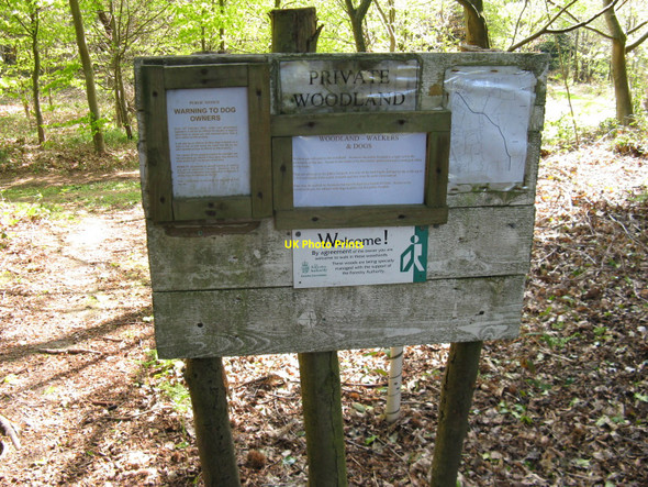 Photo 6"x4" Woodland information board on the north end of Whitehouse Wood Roser's Cross c2010
