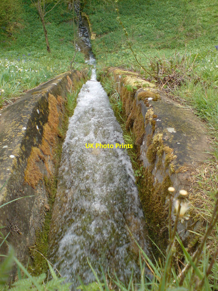 Photo 6"x4" Outflow from the Middle Pond, Woodchester Nailsworth c2010