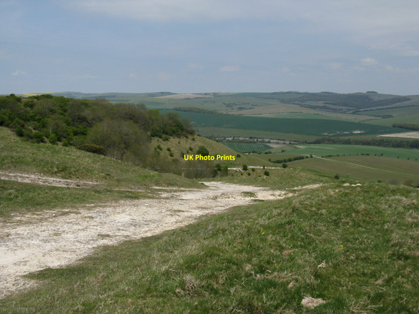 Photo 6"x4" Looking back at the bostal rising from Kingston Kingston near Lewes c2010