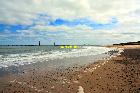 Photo 6"x4" Beach and artificial reefs, Sea Palling Waxham c2010