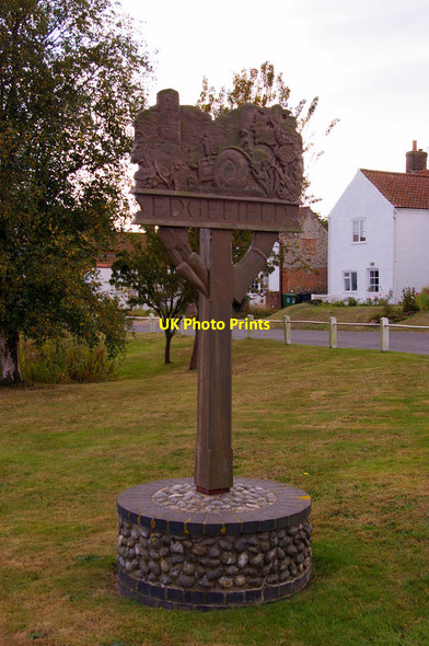 Photo 6"x4" Village Sign, Edgefield, Norfolk Edgefield\/TG0934 c2009