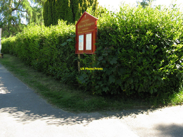Photo 6"x4" St Mark the Evangelist church  board Hadlow Down c2010