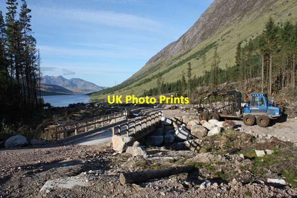 Photo 6"x4" Timber harvesting equipment in Glen Etive Forest Gualachulain c2010
