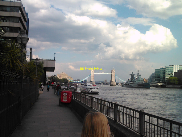 Photo 6"x4" View of Tower Bridge and HMS Belfast from near Tower Hill London c2010