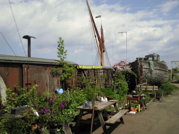 Photo 6"x4" Old railway carriages in boatyard on Faversham Creek Faversham c2010