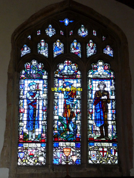 Photo 6"x4" Stained Glass Window, St Mary the Virgin, Braughing Green End\/TL3925 c2010