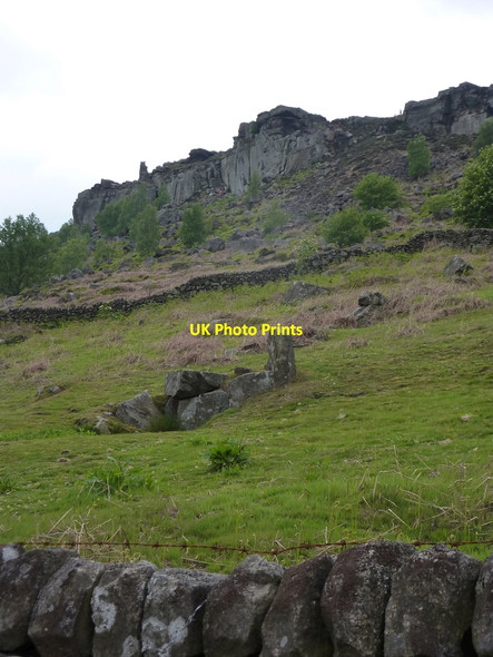 Photo 6"x4" Slopes below Baslow Edge Curbar c2010