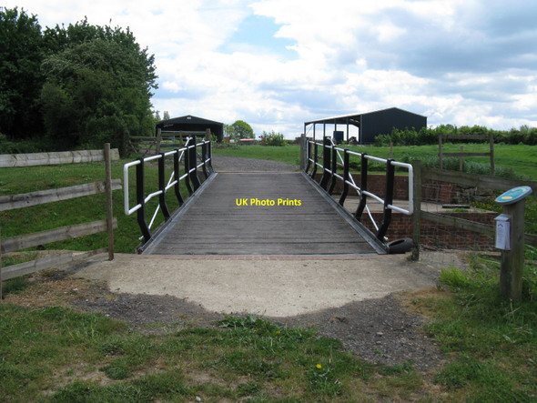 Photo 6"x4" View SE across swing bridge to haybarns at Haybarn Strood Green\/TQ0224 c2010