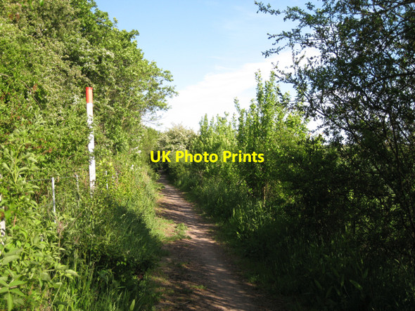 Photo 6"x4" Gas pipeline crosses bridleway by railway embankment Whitnash c2010