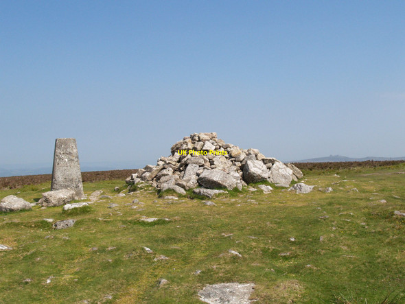 Photo 6"x4" Hameldown Tor - The Cairn and Trig Point Heathercombe c2010