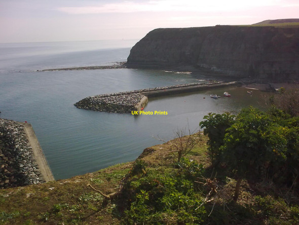 Photo 6"x4" Staithes Harbour from Cowbar Nab Staithes c2010