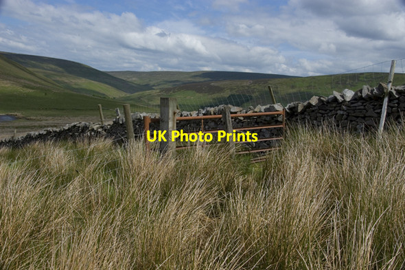 Photo 6"x4" Fence and wall junction on Middle Knoll Sykes\/SD6351 c2010