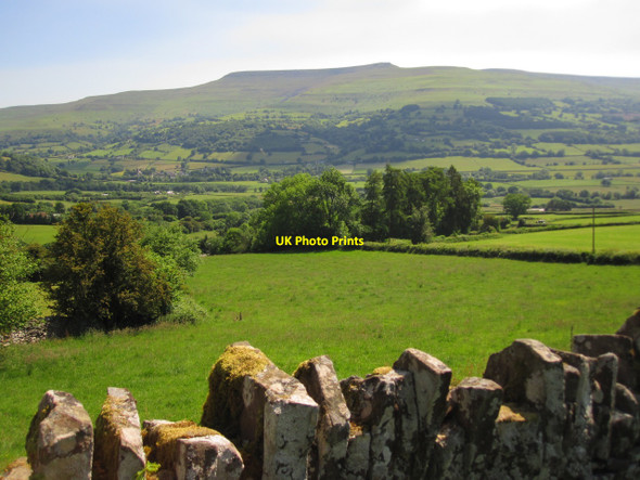 Photo 6"x4" Pasture land below Cefn Moel, looking across the Rhiangoll valley towards Pen Allt-mawr Felindre\/SO1723 c2010