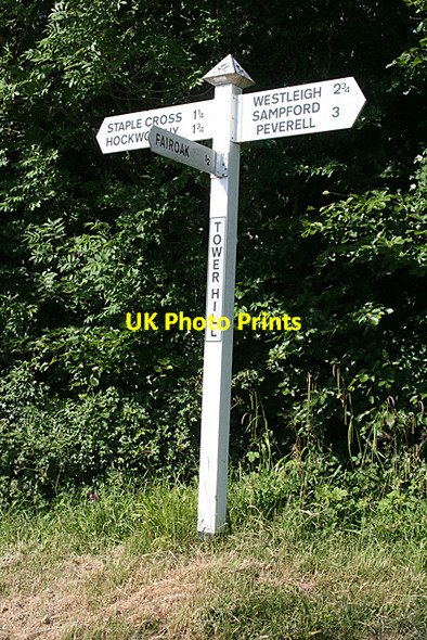 Photo 6"x4" Hockworthy: Tower Hill signpost Hockworthy c2010