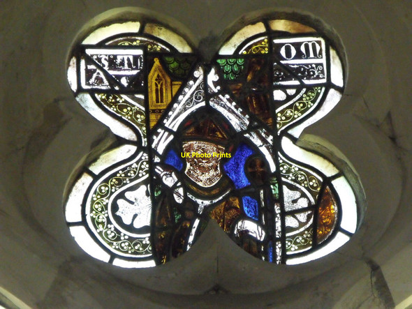 Photo 6"x4" Medieval and Victorian glass at St. John the Baptist, Chalvington, East Sussex Eckington Corner c2010