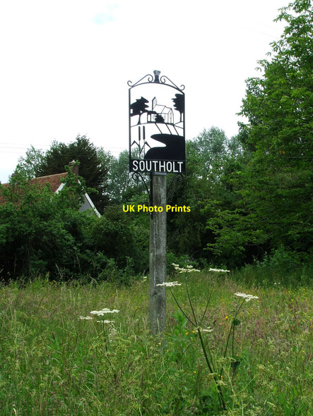 Photo 6"x4" Southolt Village Sign Southolt c2009