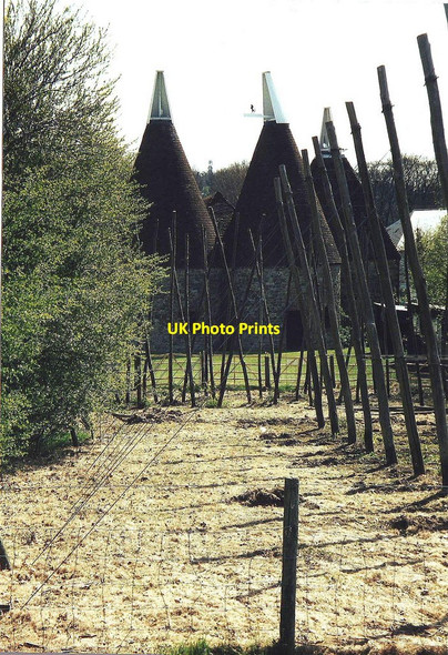 Photo 6"x4" Oast house and hopping stakes, Museum of Kent Life, Maidstone Abbey Gate\/TQ7558 c2003