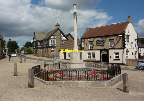 Photo 6"x4" Memorial and shops on Castle Street Bolsover c2010