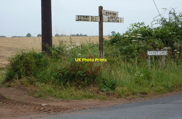 Photo 6"x4" Road sign at junction on Jockey Lane Elkesley c2010