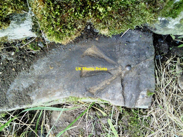 Photo 6"x4" Benchmark on wall stone Burtersett c2010