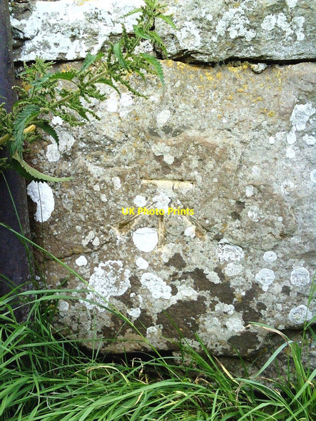 Photo 6"x4" Benchmark on barn Bainbridge c2010