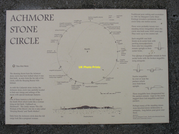 Photo 6"x4" Achmore Stone Circle descriptive plaque Acha M\u00f2r c2010