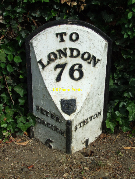 Photo 6"x4" Old Milepost Norman Cross c2010