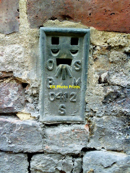Photo 6"x4" Benchmark on Bedale Copy Shop Bedale c2010