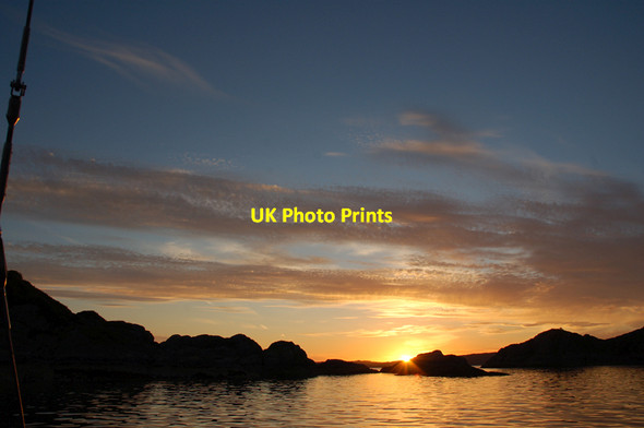 Photo 6"x4" Sunset at Eilean a' Chaolais, Loch Ailort Bothan Nan Creag c2010