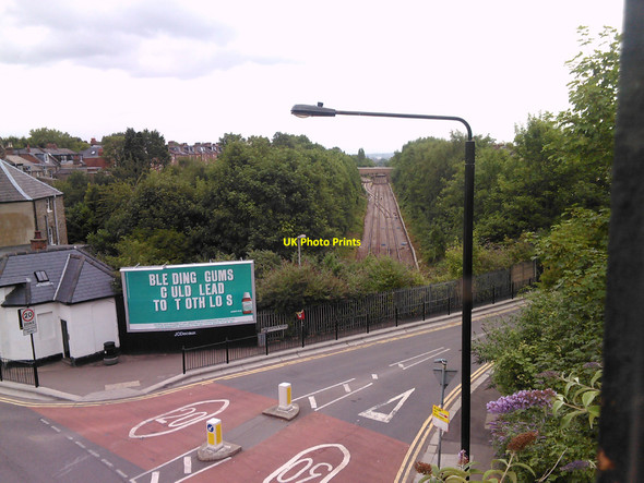 Photo 6"x4" Road and rail, viewed from Parkland Walk Hornsey c2010