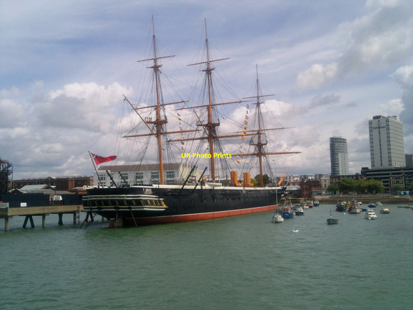 Photo 6"x4" HMS Warrior, Gosport next to Spinnaker Tower Portsea c2010