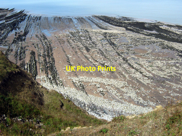 Photo 6"x4" Rocky beach below the West Somerset Coastal Path Lilstock c2010