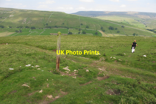 Photo 6"x4" Footpath across Middlesmoor Pasture Kettlewell c2010