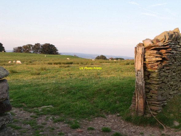 Photo 6"x4" End of dry stone wall in the  hills above Nelson Ystrad Mynach c2010