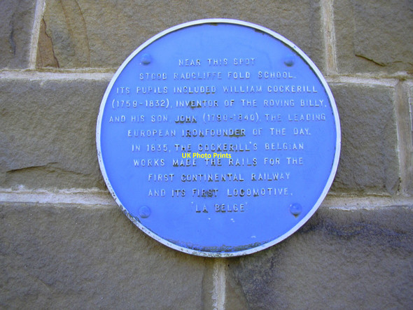 Photo 6"x4" Blue Plaque (William Cockerill) Haslingden Market, Lancashire Haslingden c2010