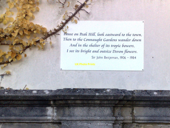 Photo 6"x4" Betjeman verse plaque in Connaught Gardens Sidmouth Sidmouth c2008