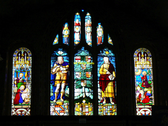 Photo 6"x4" Stained glass window, St Mary\u00e2\u0080\u0099s Church, Lydiard Tregoze, Swindon Grange Park\/SU1084 c2010