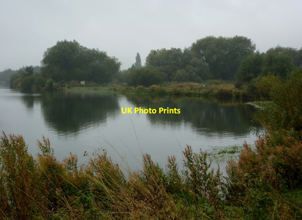 Photo 6"x4" Misty afternoon by lake at former gravel pits Bolham\/SK7082 c2010
