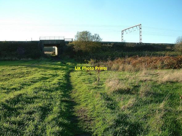 Photo 6"x4" Bridge taking West Coast Mainline over footpath Abram c2005