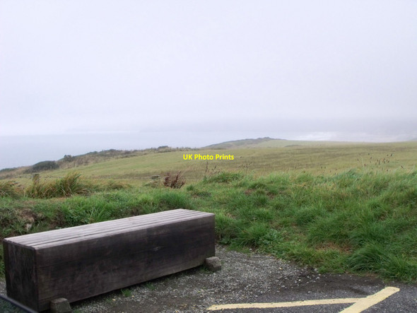 Photo 6"x4" Block wood bench, Maidenhall Point south of Newgale, Pembrokeshire Wood\/SM8521 c2010
