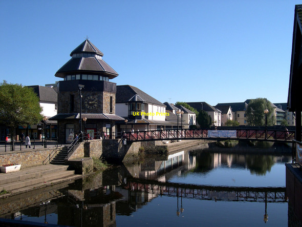 Photo 6"x4" Footbridge and clock tower Haverfordwest\/Hwlffordd c2010