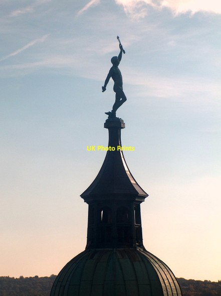 Photo 6"x4" Statue of Vulcan on Sheffield Town Hall's main tower Sheffield\/SK3587 c2010